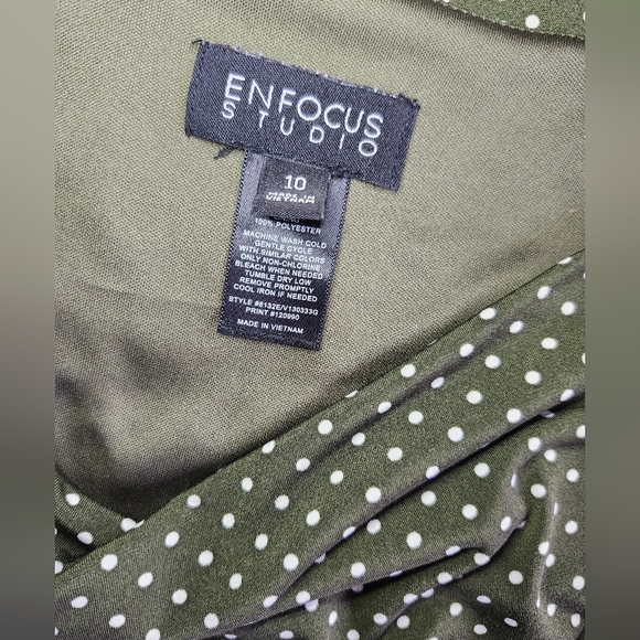 Enfocus Studio Polka Dot Deep Green Dress - Picture 4 of 5